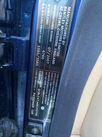 2008 Bentley Arnage VIN SCBLC47J48CX12700 Copart auction photo, minor dent/scratches / normal wear damage thumbnail 10