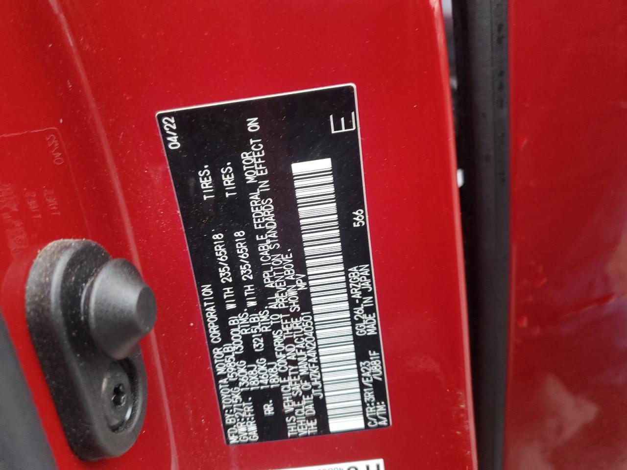 2022 Lexus RX VIN JTJHZKFA4N2040501 Copart auction photo, front end damage thumbnail 12