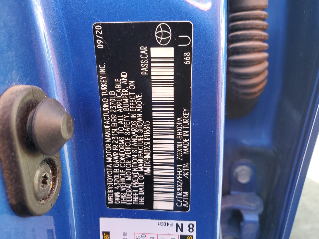 2020 Toyota C-HR VIN NMTKHMBX3LR116845 Copart auction photo, front end / rear end damage thumbnail 13