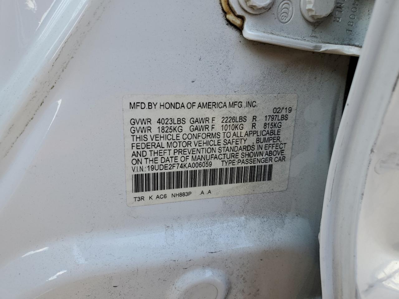 2019 Acura ILX VIN 19UDE2F74KA006059 Copart auction photo, side damage thumbnail 14