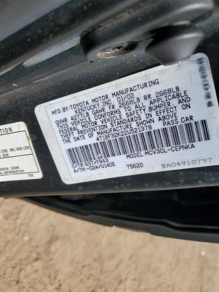 2002 Toyota Camry VIN 4T1BF32K22U521378 Copart auction photo, front end damage thumbnail 12