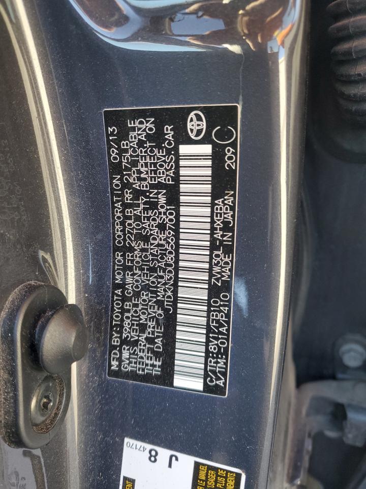 2013 Toyota Prius VIN JTDKN3DU8D5697001 Copart auction photo, front end damage thumbnail 13