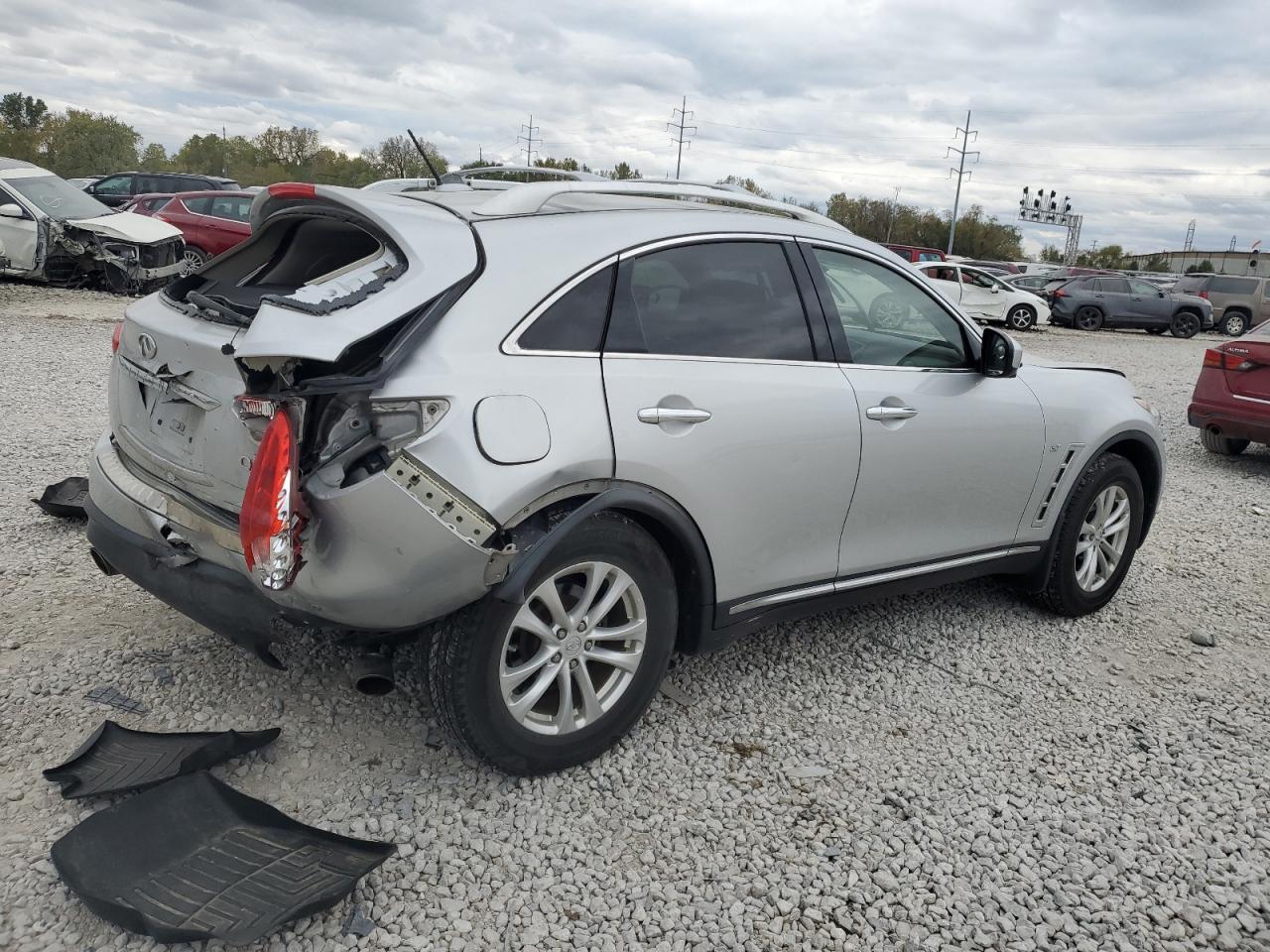 2015 Infiniti QX70 VIN JN8CS1MW3FM480200 Copart auction photo, rear end / minor dent/scratches damage thumbnail 3