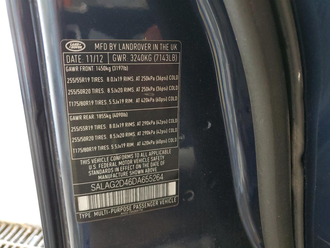 2013 Land Rover LR4 VIN SALAG2D46DA655264 Copart auction photo, vandalism / undercarriage damage thumbnail 13