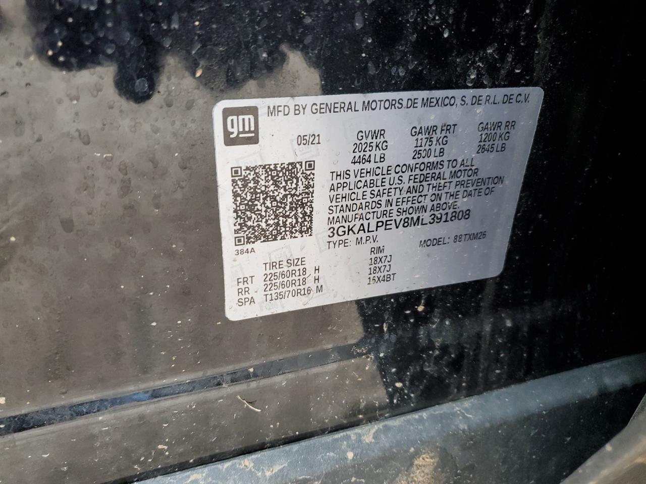 2021 GMC Terrain VIN 3GKALPEV8ML391808 Copart auction photo, all over damage thumbnail 13
