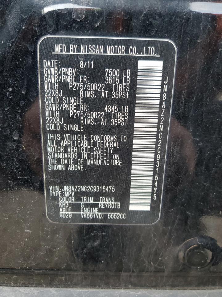 2012 Infiniti QX56 VIN JN8AZ2NC2C9315475 Copart auction photo, front end damage thumbnail 14