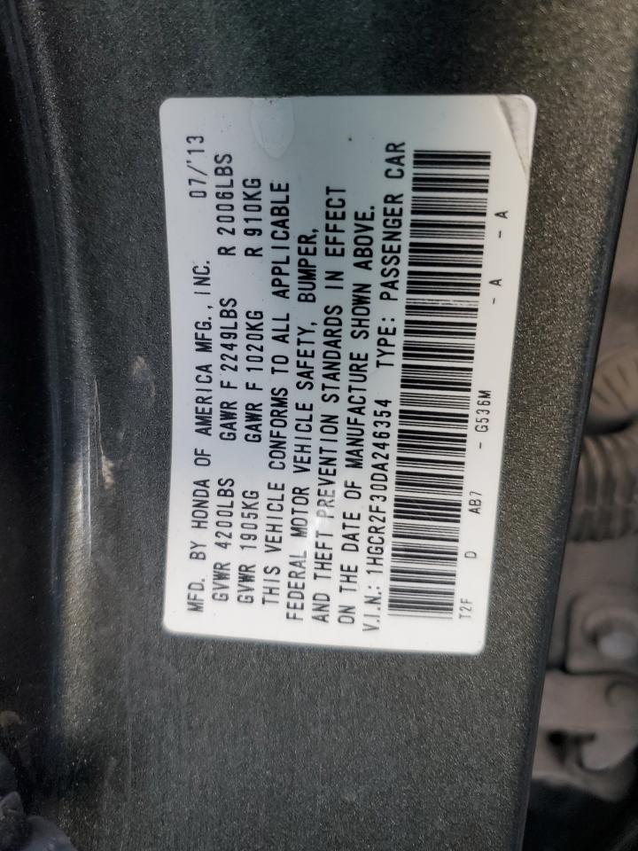 2013 Honda Accord VIN 1HGCR2F30DA246354 Copart auction photo, front end damage thumbnail 12