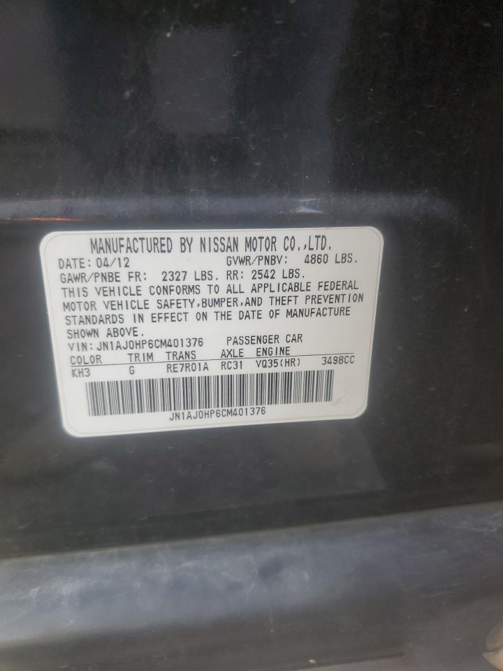 2012 Infiniti EX VIN JN1AJ0HP6CM401376 Copart auction photo, front end damage thumbnail 13
