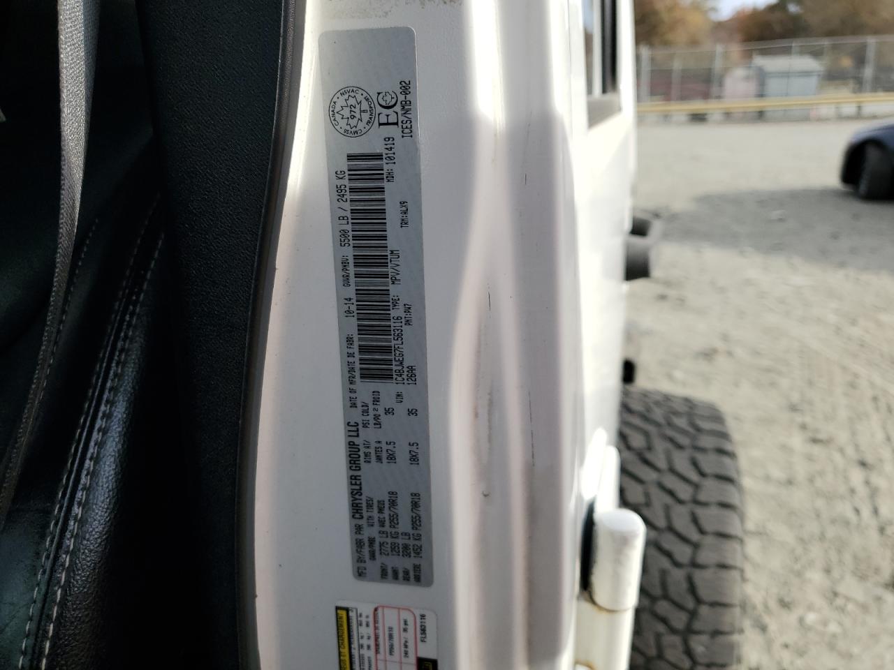 2015 Jeep Wrangler VIN 1C4BJWEG7FL563116 Copart auction photo, rear end damage thumbnail 12
