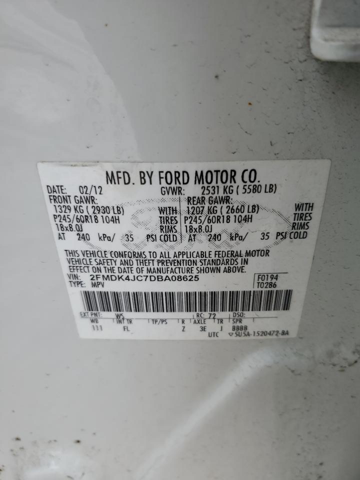 2013 Ford Edge VIN 2FMDK4JC7DBA08625 Copart auction photo, rear end damage thumbnail 15