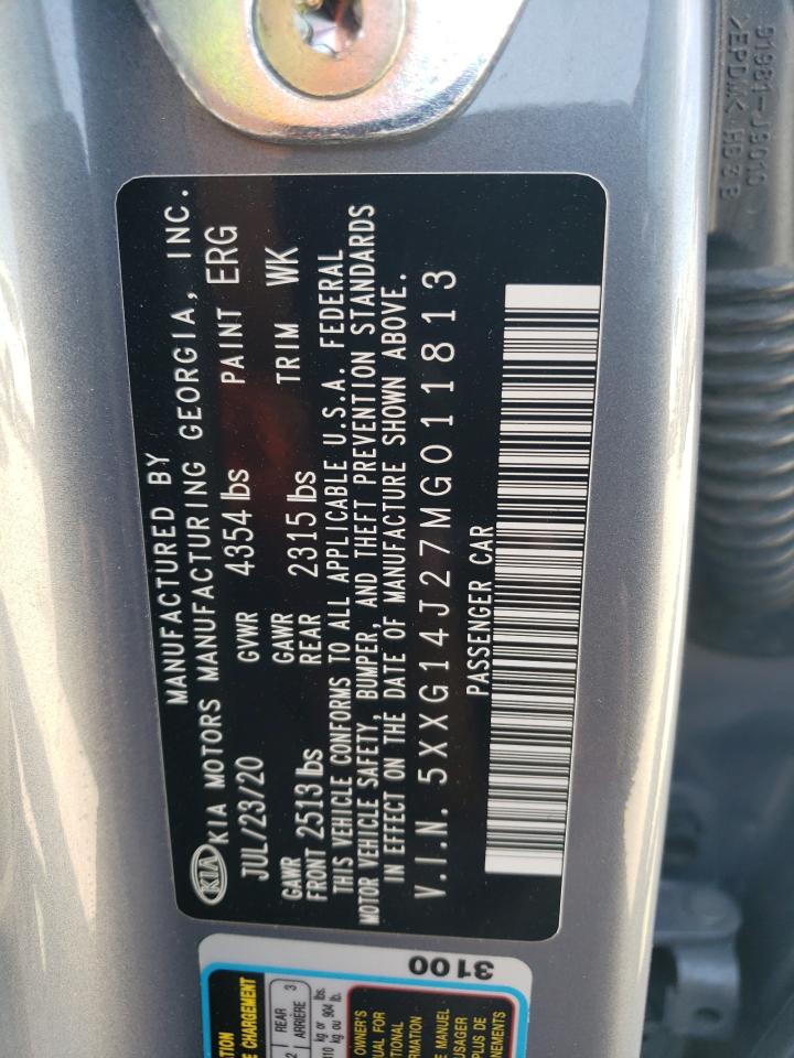 2021 KIA K5 VIN 5XXG14J27MG011813 Copart auction photo, front end / side damage thumbnail 15