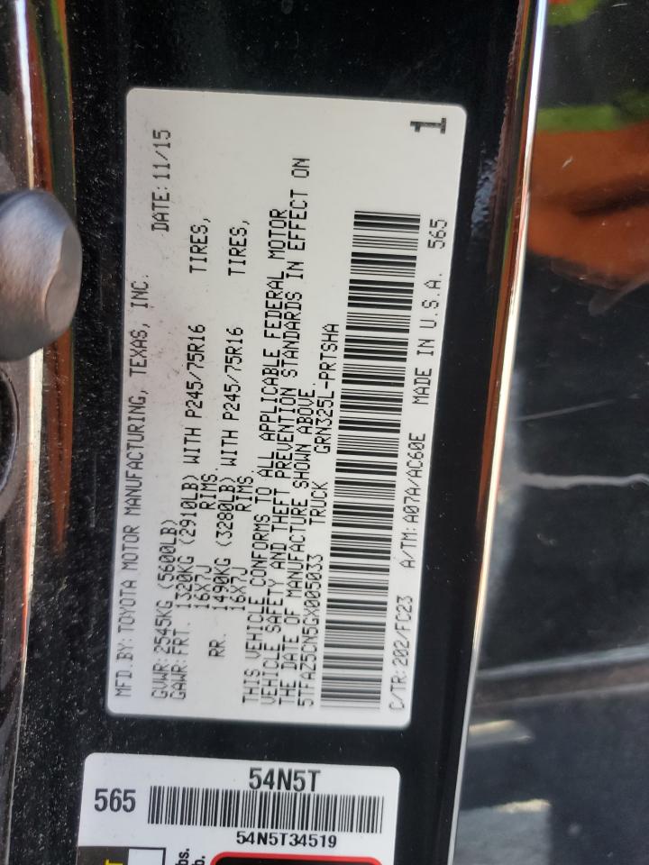 2016 Toyota Tacoma VIN 5TFAZ5CN5GX005033 Copart auction photo, vandalism / minor dent/scratches damage thumbnail 12