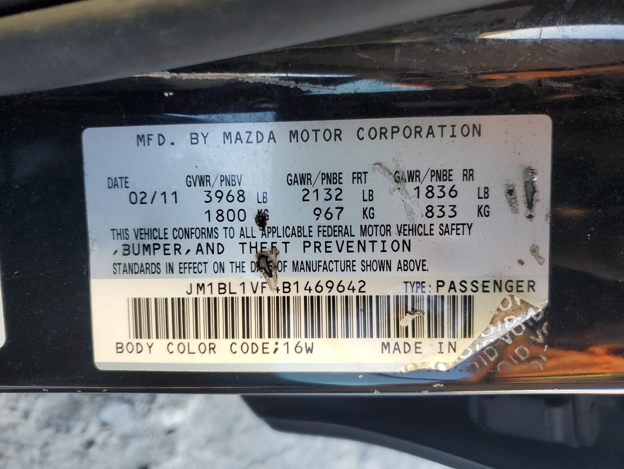 2011 Mazda 3 VIN JM1BL1VF4B1469642 Copart auction photo, minor dent/scratches damage thumbnail 12