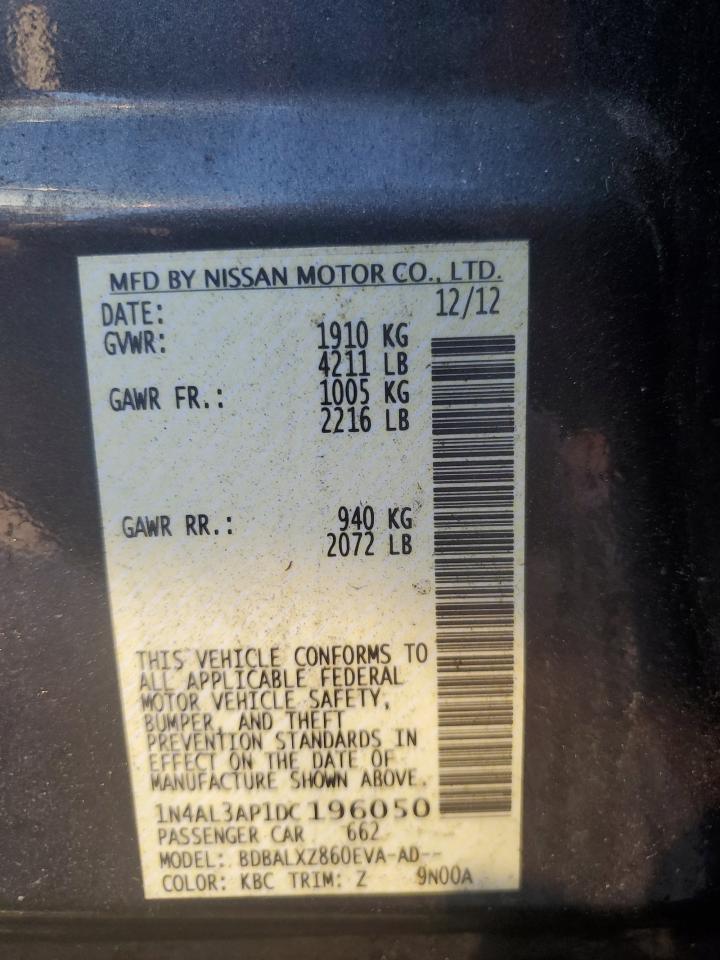 2013 Nissan Altima VIN 1N4AL3AP1DC196050 Copart auction photo, front end damage thumbnail 14