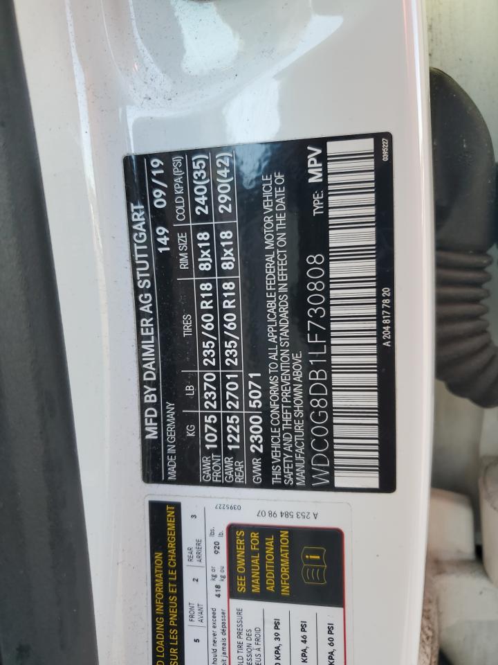 2020 Mercedes-Benz GLC VIN WDC0G8DB1LF730808 Copart auction photo, rear end / minor dent/scratches damage thumbnail 13