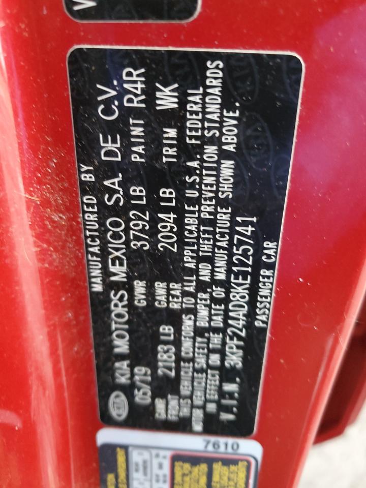 2019 KIA Forte VIN 3KPF24AD8KE125741 Copart auction photo, front end / top/roof damage thumbnail 12