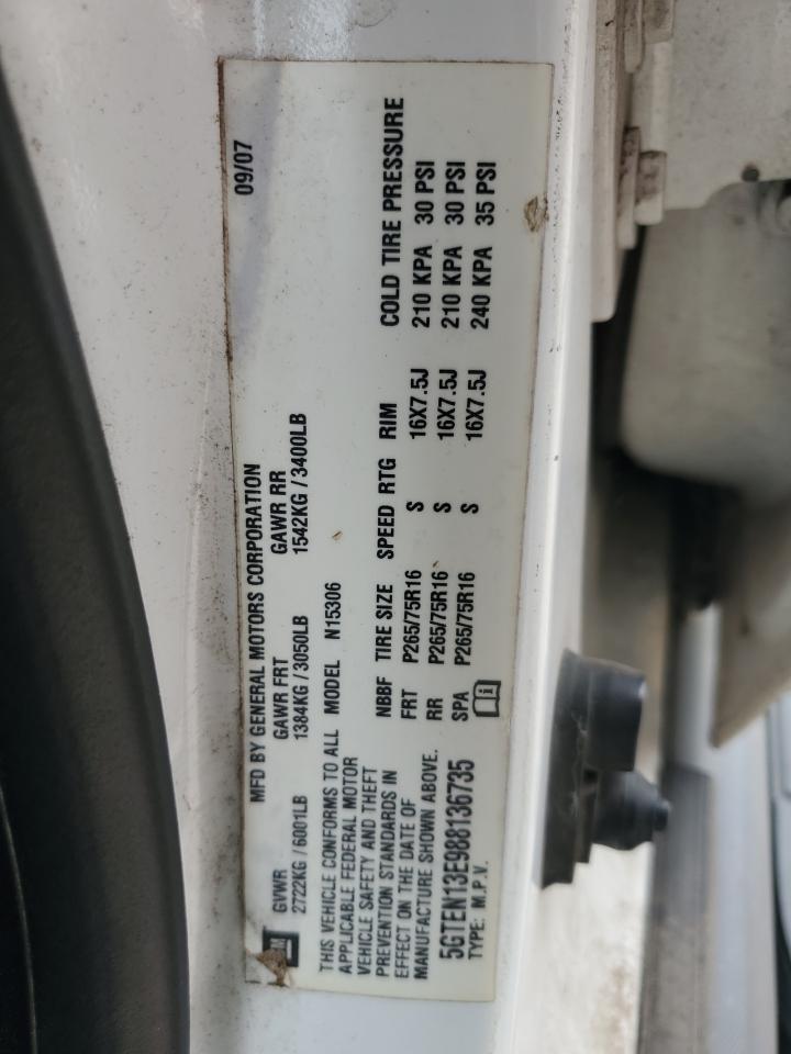 2008 Hummer H3 VIN 5GTEN13E988136735 Copart auction photo, front end / minor dent/scratches damage thumbnail 13