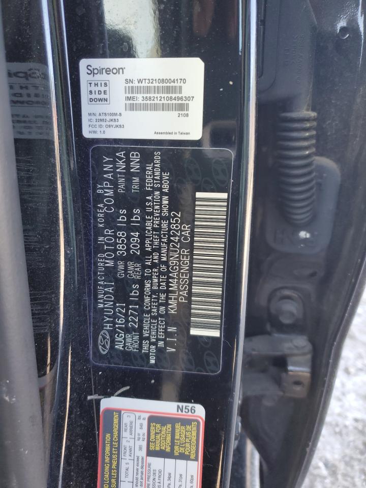 2022 Hyundai Elantra VIN KMHLM4AG9NU242852 Copart auction photo, front end damage thumbnail 13