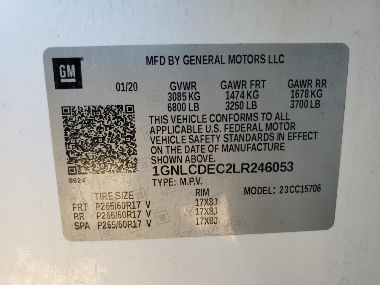 2020 Chevrolet Tahoe VIN 1GNLCDEC2LR246053 Copart auction photo, normal wear damage thumbnail 12