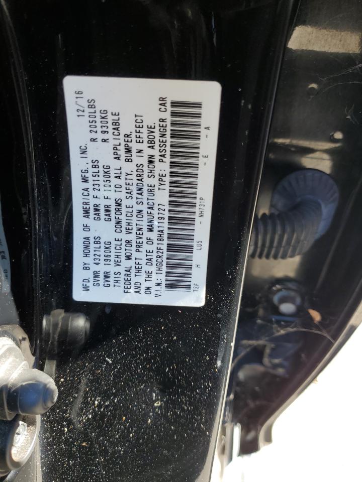 2017 Honda Accord VIN 1HGCR2F18HA119727 Copart auction photo, front end damage thumbnail 12