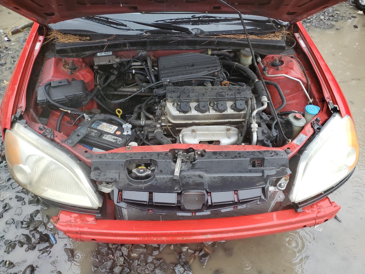 2001 Honda Civic VIN 1HGEM22571L109927 Copart auction photo, rear end / front end damage thumbnail 12