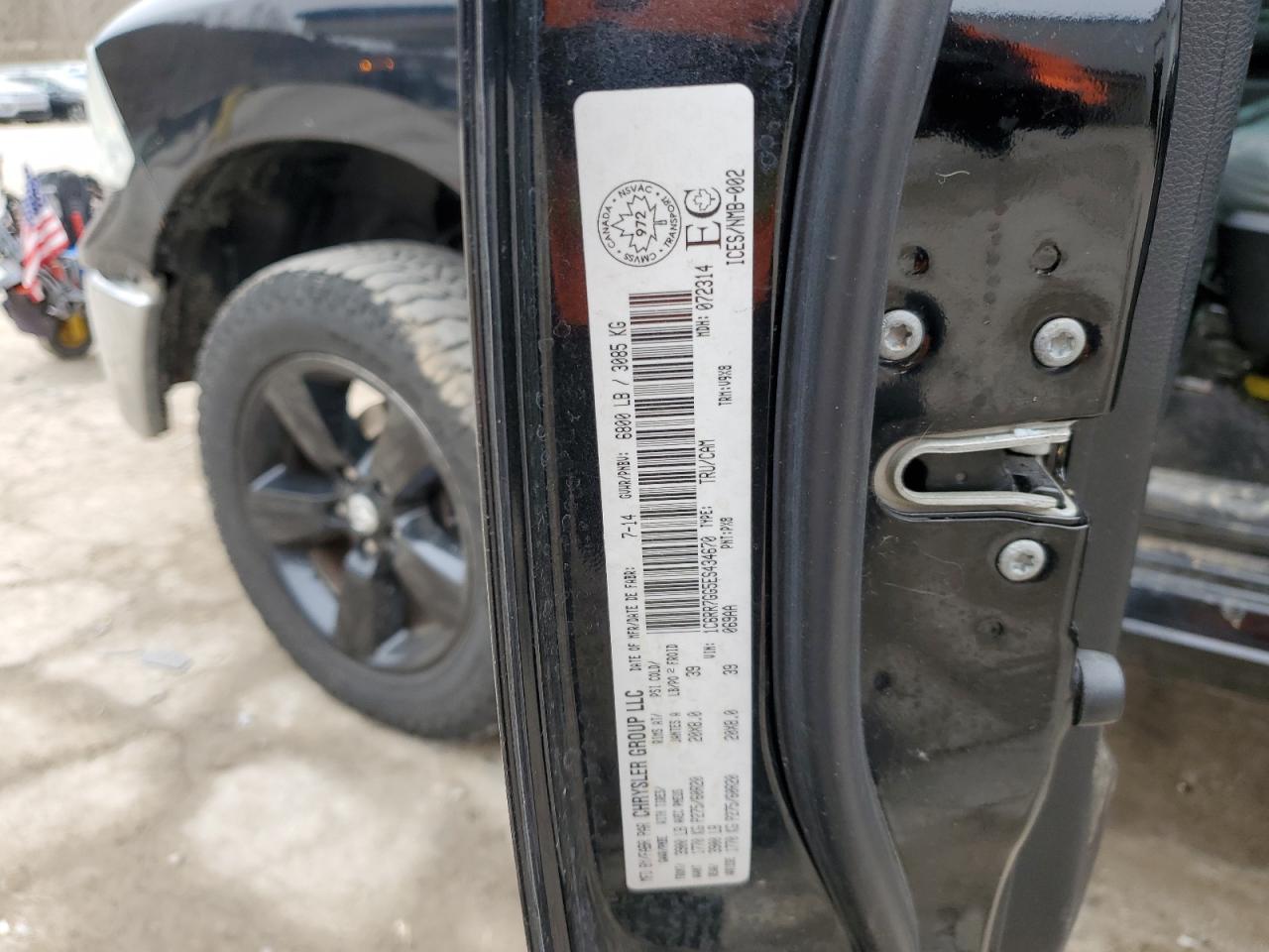 2014 RAM 1500 VIN 1C6RR7GG5ES434670 Copart auction photo, front end damage thumbnail 14