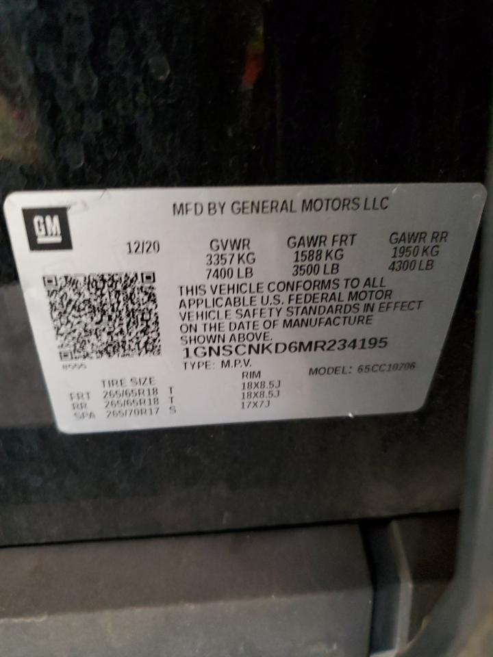 2021 Chevrolet Tahoe VIN 1GNSCNKD6MR234195 Copart auction photo, undercarriage / front end damage thumbnail 16