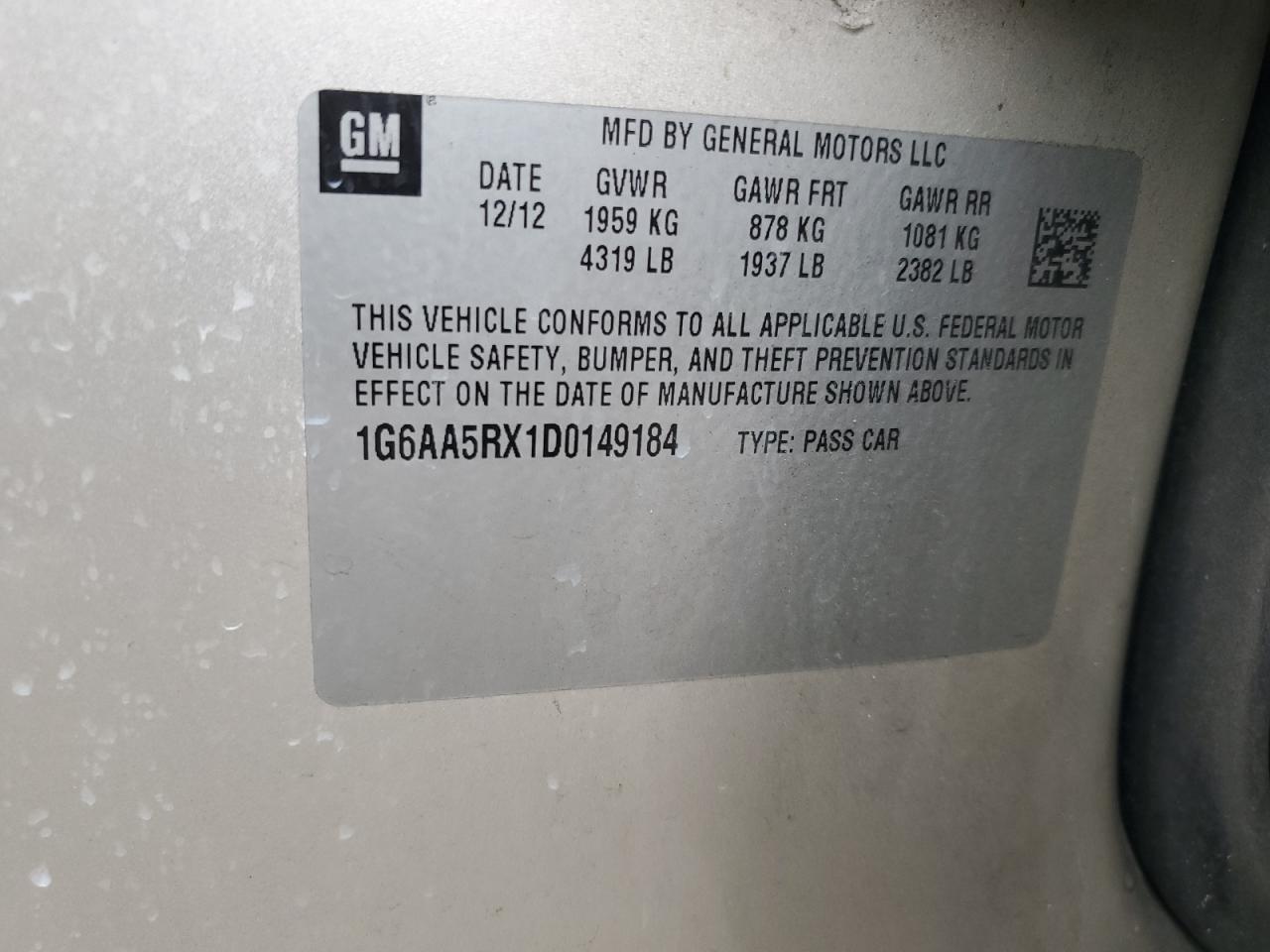 2013 Cadillac ATS VIN 1G6AA5RX1D0149184 Copart auction photo, front end damage thumbnail 14