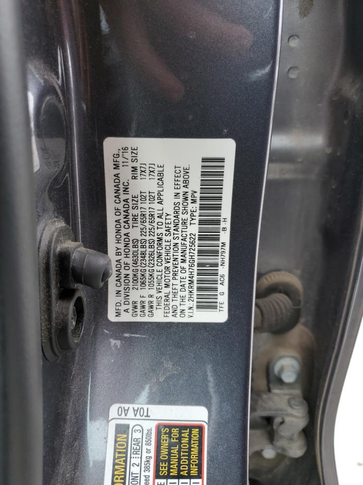 2016 Honda CR-V VIN 2HKRM4H76GH725622 Copart auction photo, front end / all over damage thumbnail 14