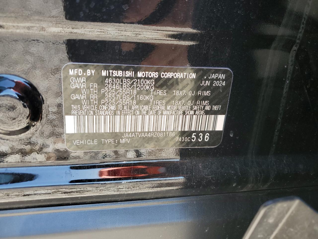 2024 Mitsubishi Eclipse VIN JA4ATVAA4RZ081166 Copart auction photo, front end damage thumbnail 15