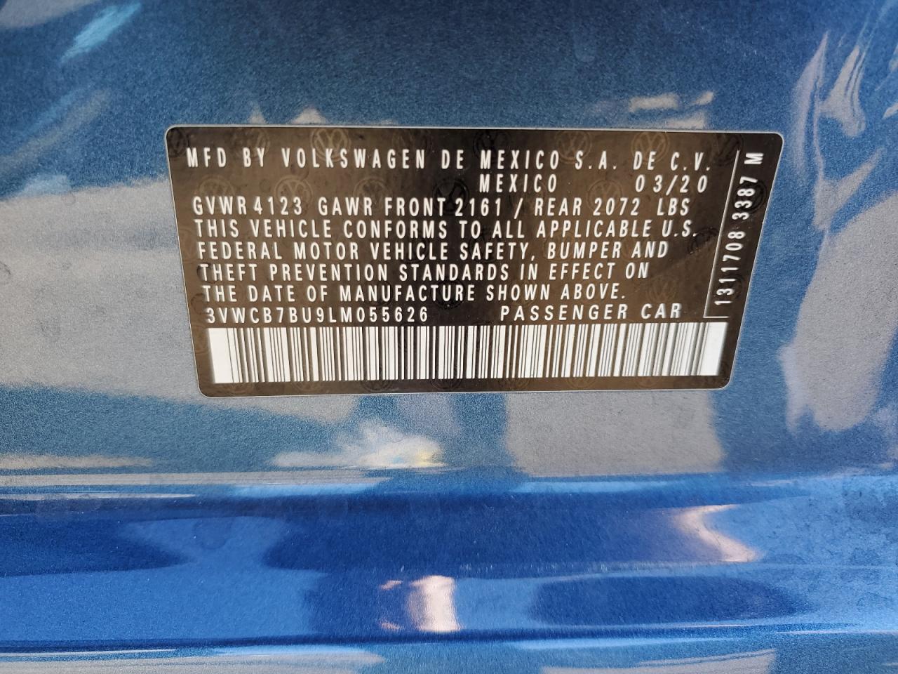 2020 Volkswagen Jetta VIN 3VWCB7BU9LM055626 Copart auction photo, side / front end damage thumbnail 14