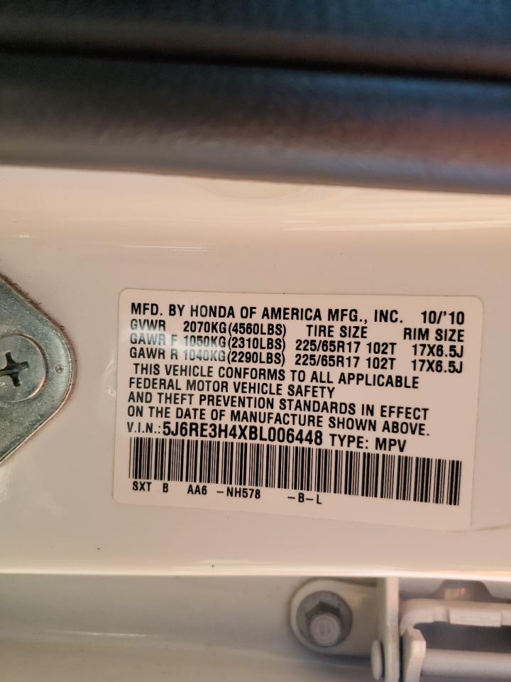 2011 Honda CR-V VIN 5J6RE3H4XBL006448 Copart auction photo, all over damage thumbnail 13