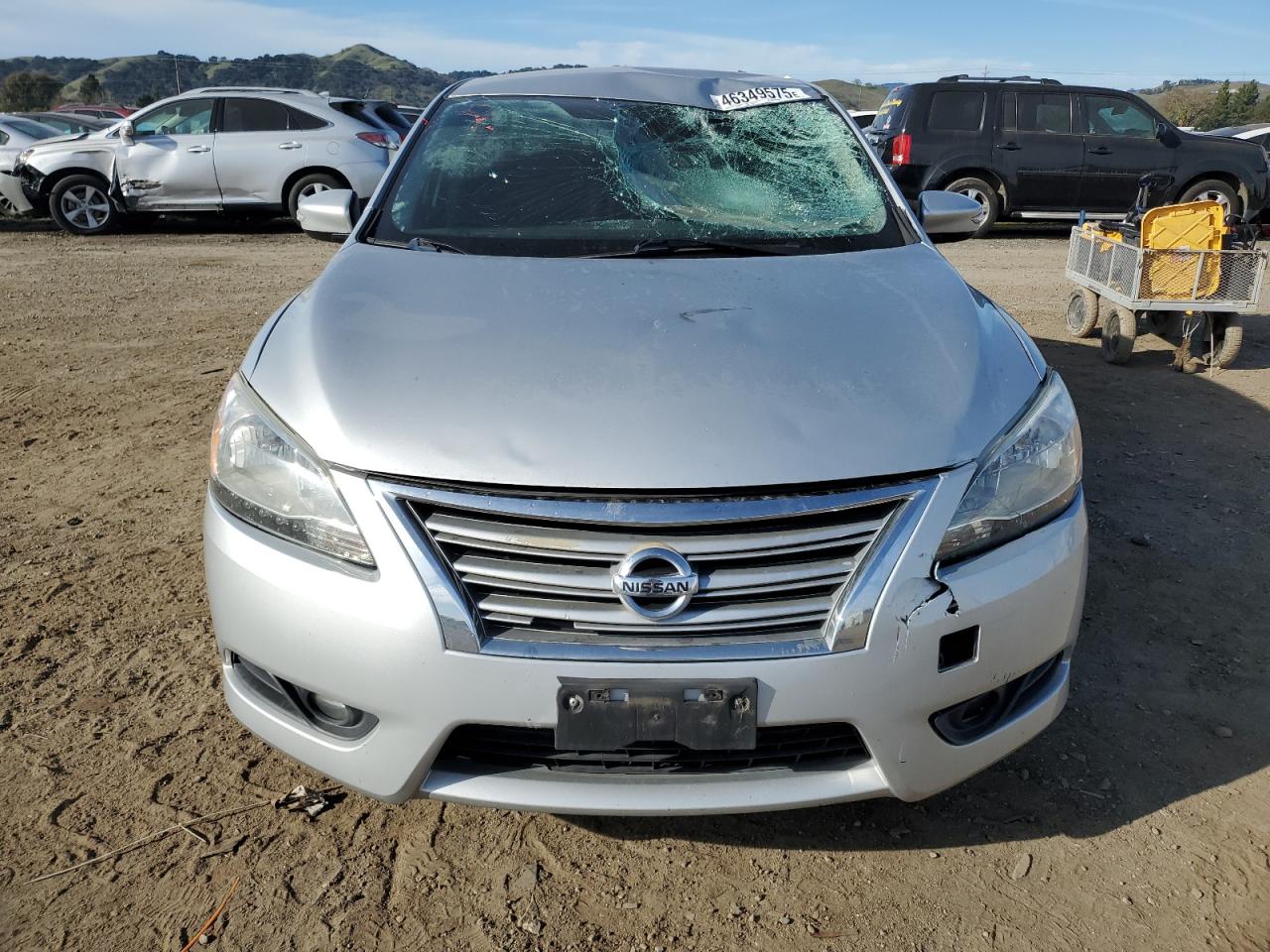 2014 Nissan Sentra VIN 3N1AB7APXEY202119 Copart auction photo, front end / top/roof damage thumbnail 5