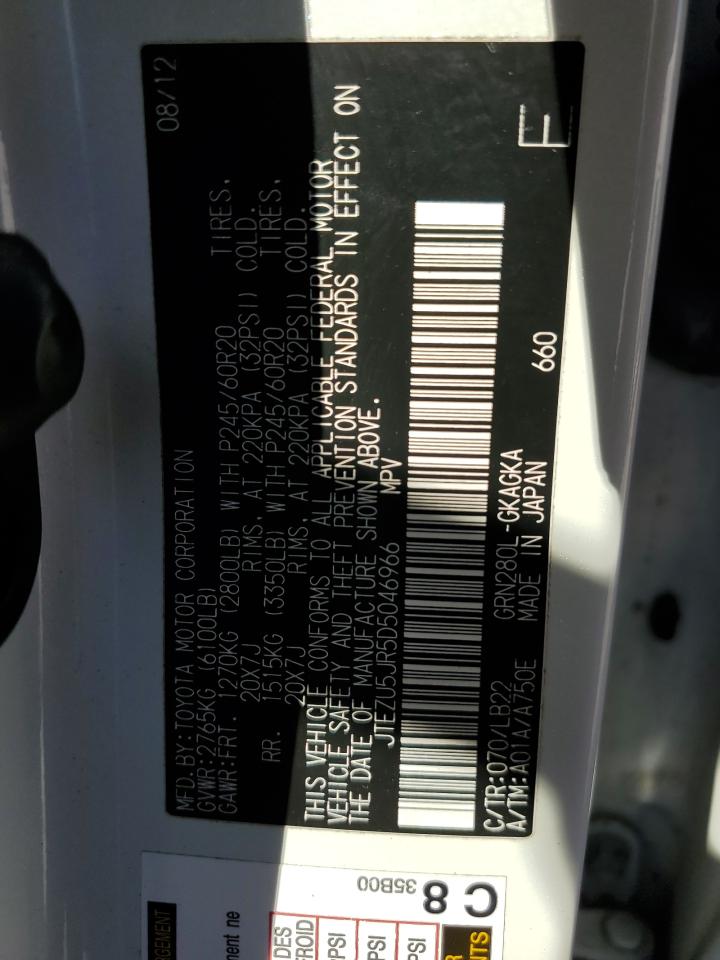 2013 Toyota 4Runner VIN JTEZU5JR5D5046966 Copart auction photo, all over damage thumbnail 12