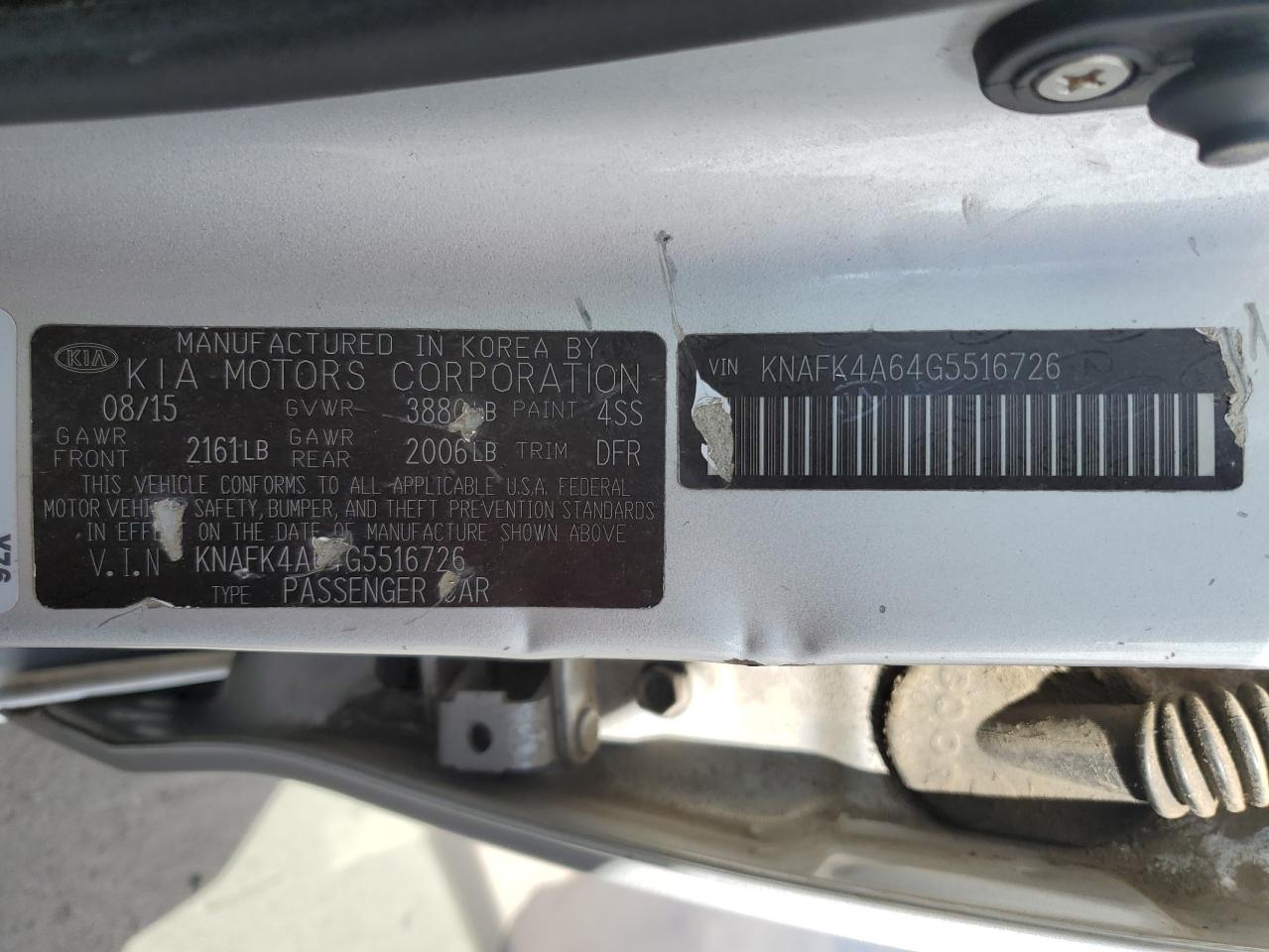 2016 KIA Forte VIN KNAFK4A64G5516726 Copart auction photo, rear end / side damage thumbnail 13