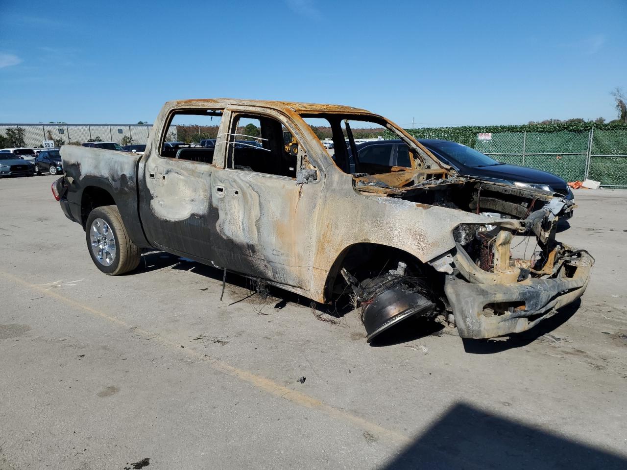 2022 RAM 1500 VIN 1C6RREFM7NN446474 Copart auction photo, burn damage thumbnail 4