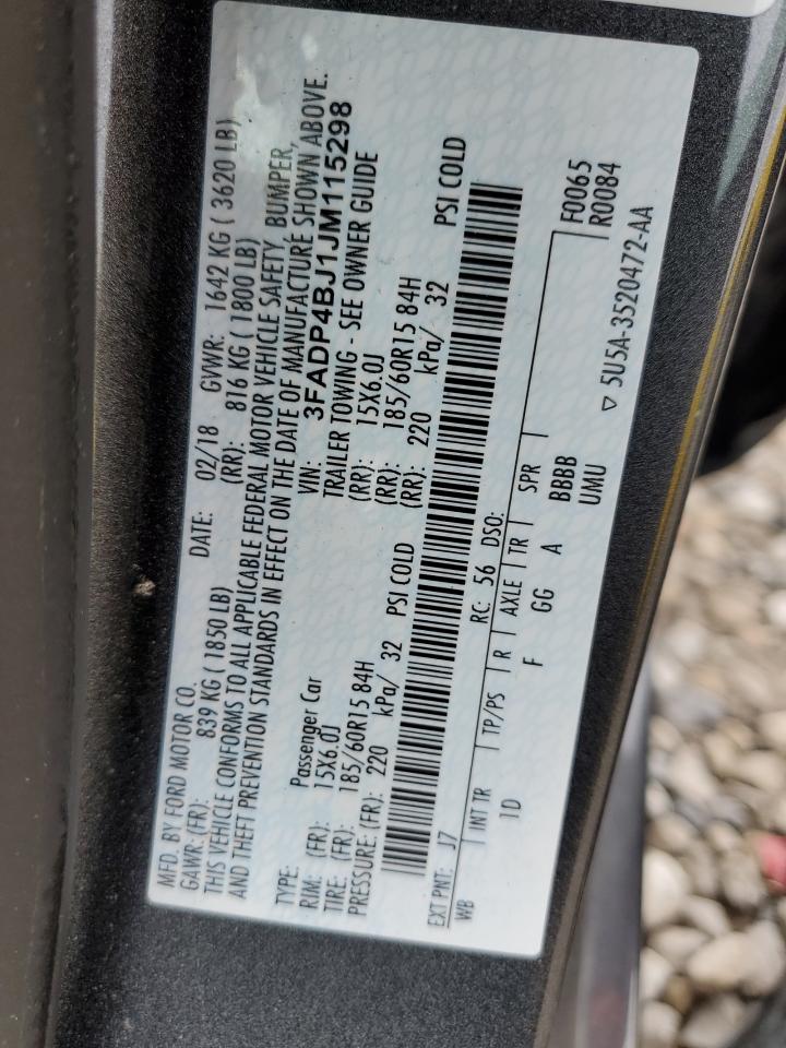 2018 Ford Fiesta VIN 3FADP4BJ1JM115298 Copart auction photo, rear end damage thumbnail 13