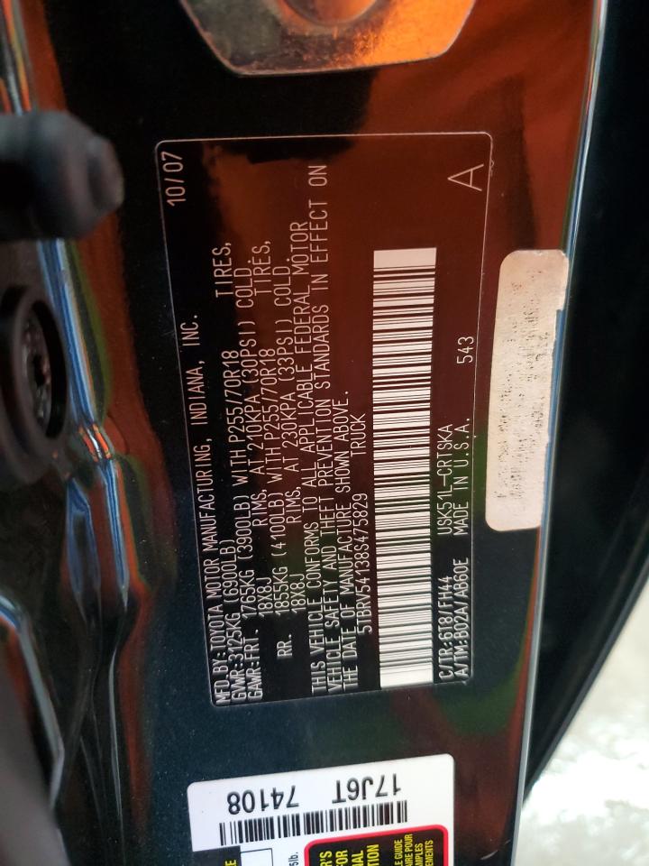 2008 Toyota Tundra VIN 5TBRV54138S475829 Copart auction photo, rear end / minor dent/scratches damage thumbnail 12