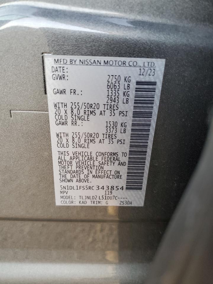 2024 Infiniti QX60 VIN 5N1DL1FS5RC343854 Copart auction photo, front end / minor dent/scratches damage thumbnail 16