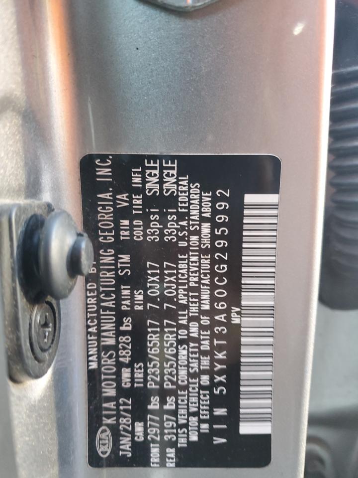 2012 KIA Sorento VIN 5XYKT3A60CG295992 Copart auction photo, rear end damage thumbnail 13