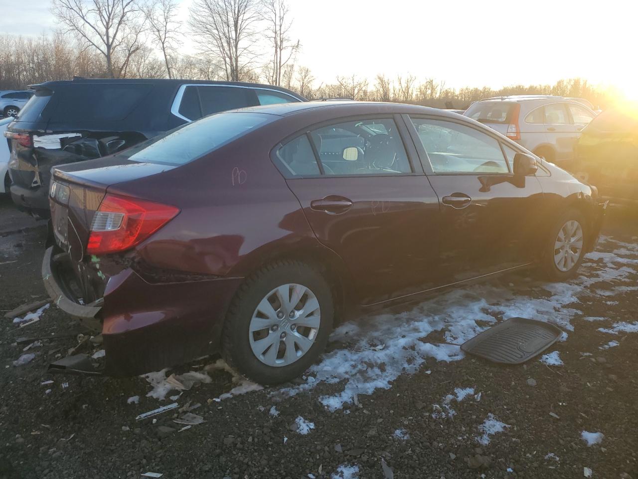 2012 Honda Civic VIN 19XFB2F50CE101375 Copart auction photo, front end / rear end damage thumbnail 3