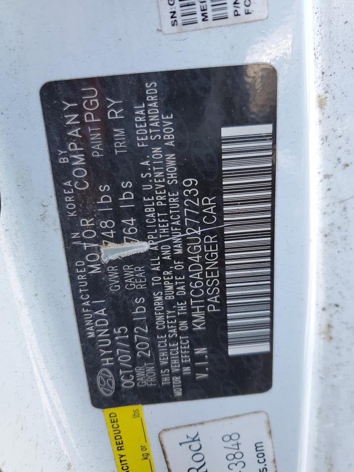 2016 Hyundai Veloster VIN KMHTC6AD4GU277239 Copart auction photo, mechanical damage thumbnail 12