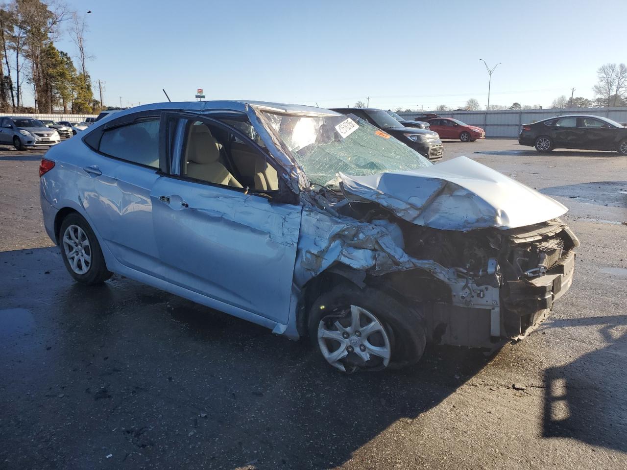 2013 Hyundai Accent VIN KMHCT4AE9DU497484 Copart auction photo, all over / rollover damage thumbnail 4