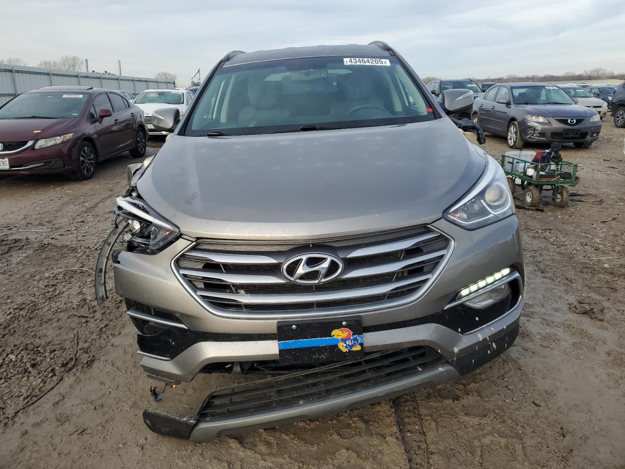 2018 Hyundai Santa Fe VIN 5XYZU3LB2JG565386 Copart auction photo, front end / undercarriage damage thumbnail 5