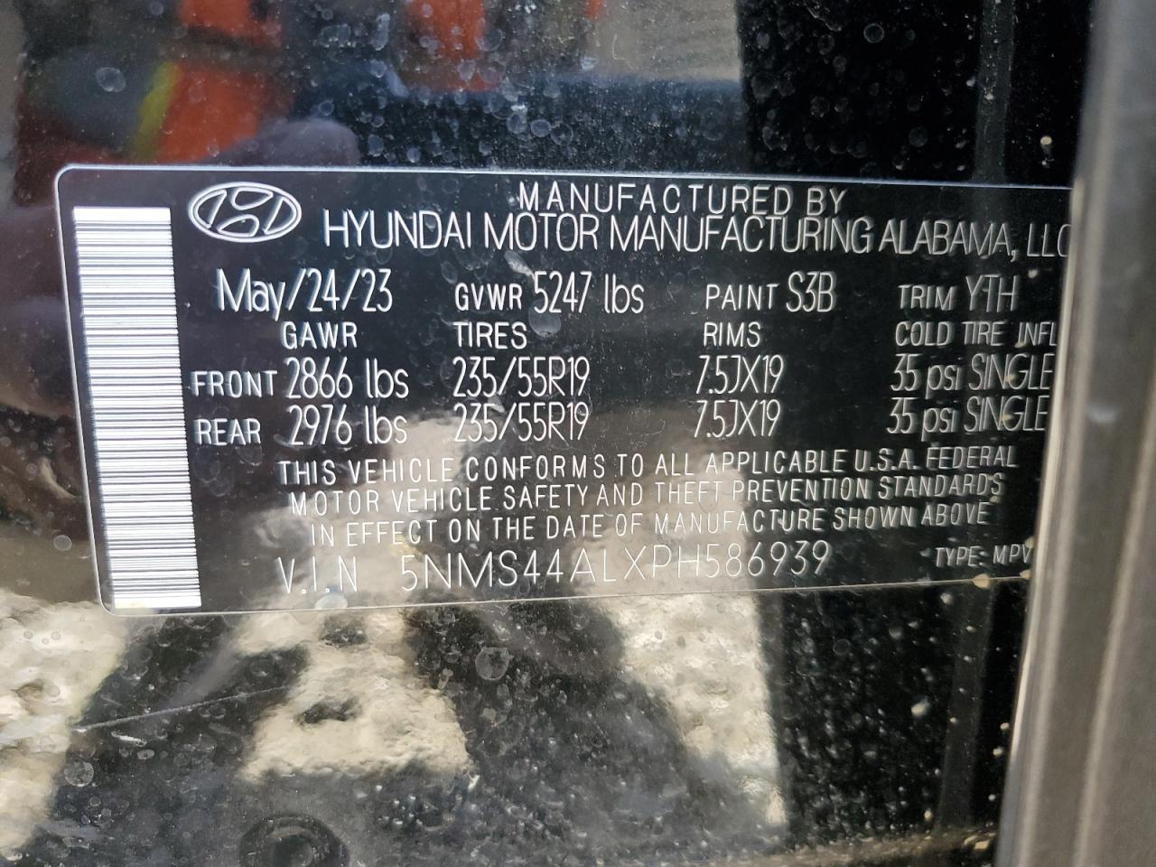 2023 Hyundai Santa Fe VIN 5NMS44ALXPH586939 Copart auction photo, rear end damage thumbnail 15