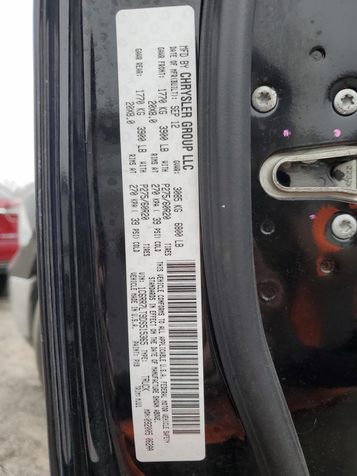 2013 RAM 1500 VIN 1C6RR7LT9DS515365 Copart auction photo, rear end / minor dent/scratches damage thumbnail 13