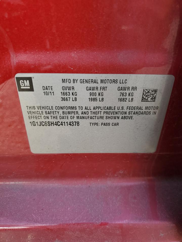 2012 Chevrolet Sonic VIN 1G1JC6SH4C4114378 Copart auction photo, front end damage thumbnail 13