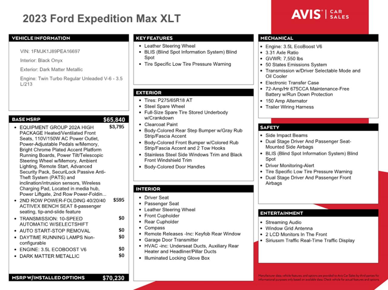 2023 Ford Expedition VIN 1FMJK1J89PEA16697 Copart auction photo, side / rear end damage thumbnail 13