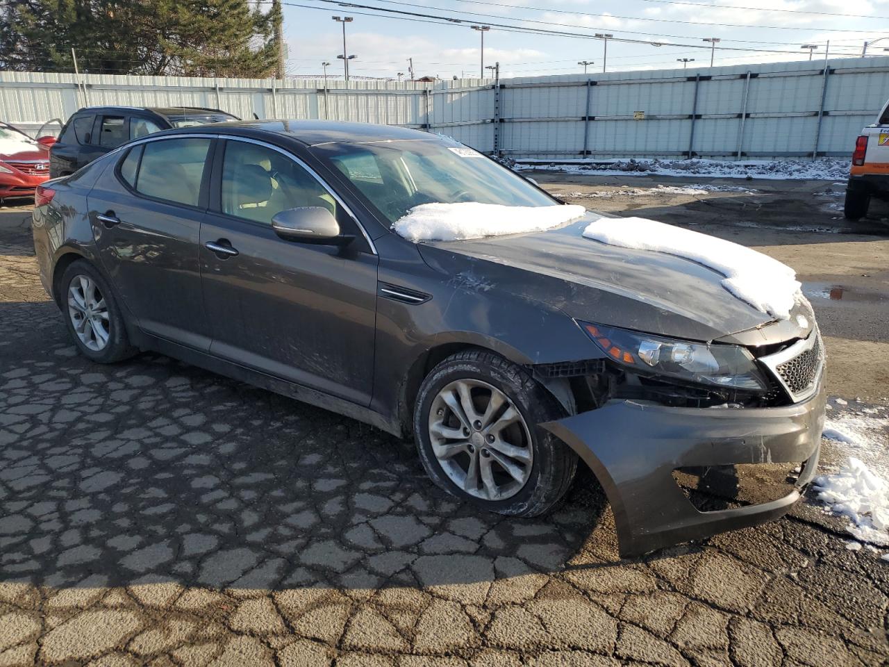 2013 KIA Optima VIN 5XXGM4A79DG213782 Copart auction photo, front end / vandalism damage thumbnail 4