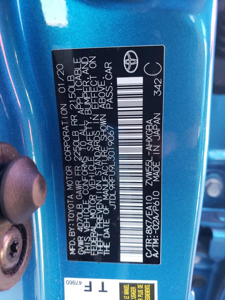 2020 Toyota Prius VIN JTDL9RFU9L3019067 Copart auction photo, front end / side damage thumbnail 14